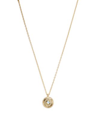 AQUA - Mixed Stone Disc Pendant Necklace in 14K Gold Plated, 16"-18" - Exclusive