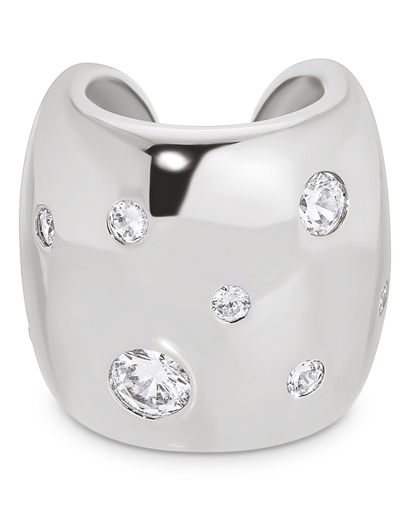 Ettika Plated Scattered Crystal Chunky Cuff Earrings In Silver