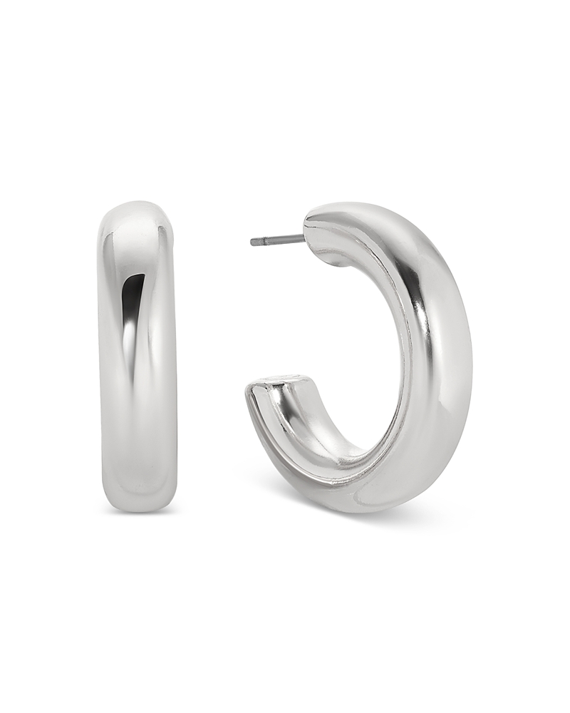 Ettika Small Thick Classic Hoop Earrings In Silver