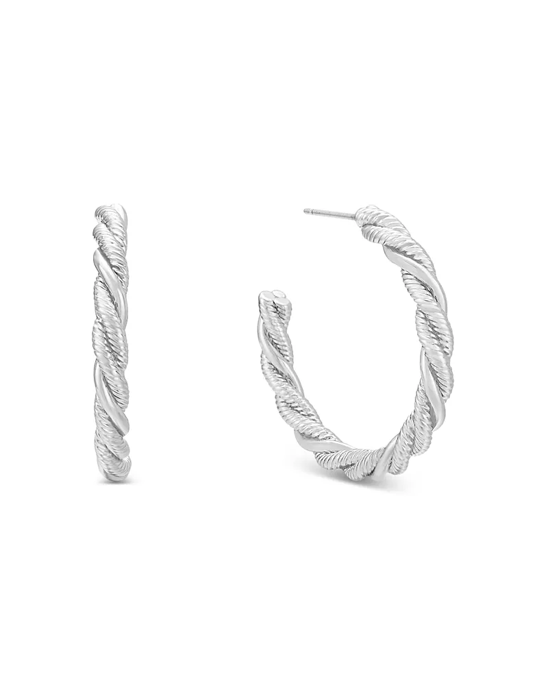 Ettika Spun Strands Twisted Hoop Earrings in Silver Plated