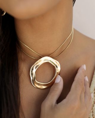Open Circle Statement Pendant Necklace, 11"-16"    