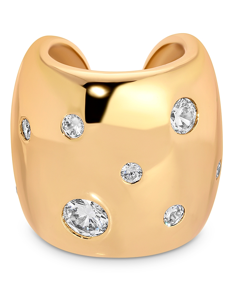 Ettika Plated Scattered Crystal Chunky Cuff Earrings In Gold