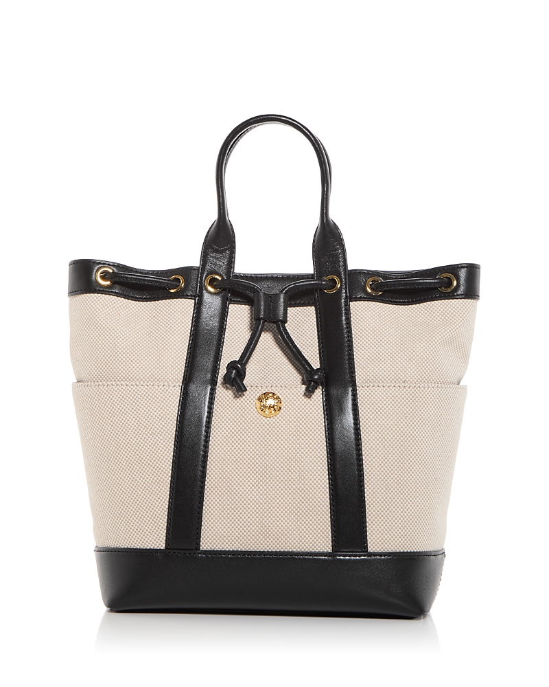 Veronica Beard Goody Canvas & Leather Shoulder Bag In Natural/black