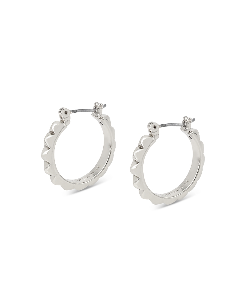 Shop Allsaints Studded Hoop Earrings In Rhodium Plated In Silver