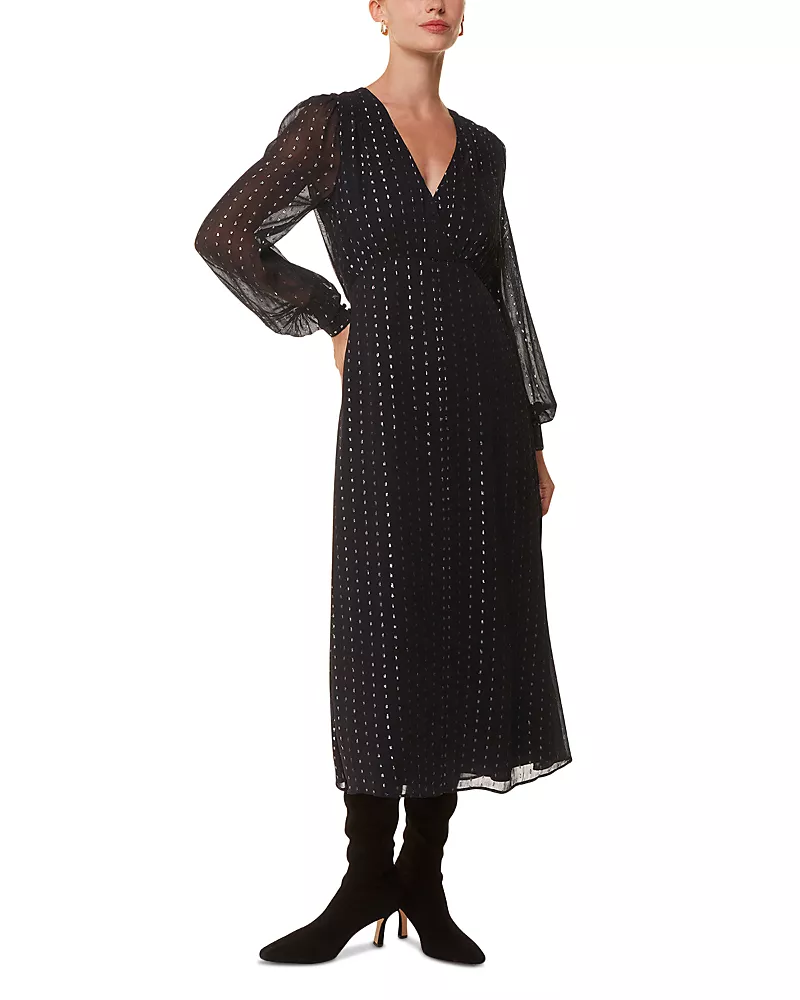 Whistles Metallic Stripe Midi Dress