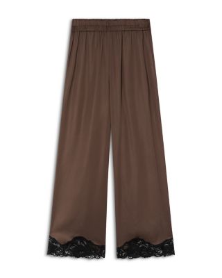 PINKO - Pendolo Satin Lace Trim Pants
