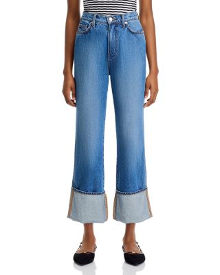 Dylan High Rise Straight Leg Cuffed Jeans in Seaside Wash