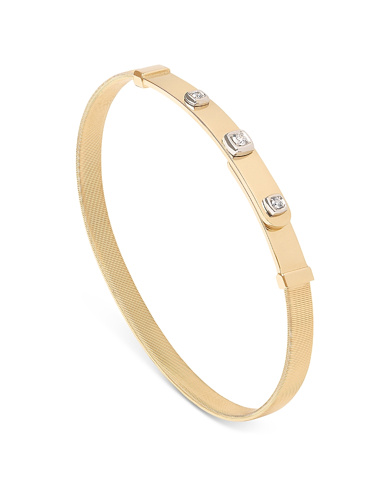 Marco Bicego 18k Yellow Gold Masai Diamond Station Coil Thin Bangle Bracelet In Yellow/white