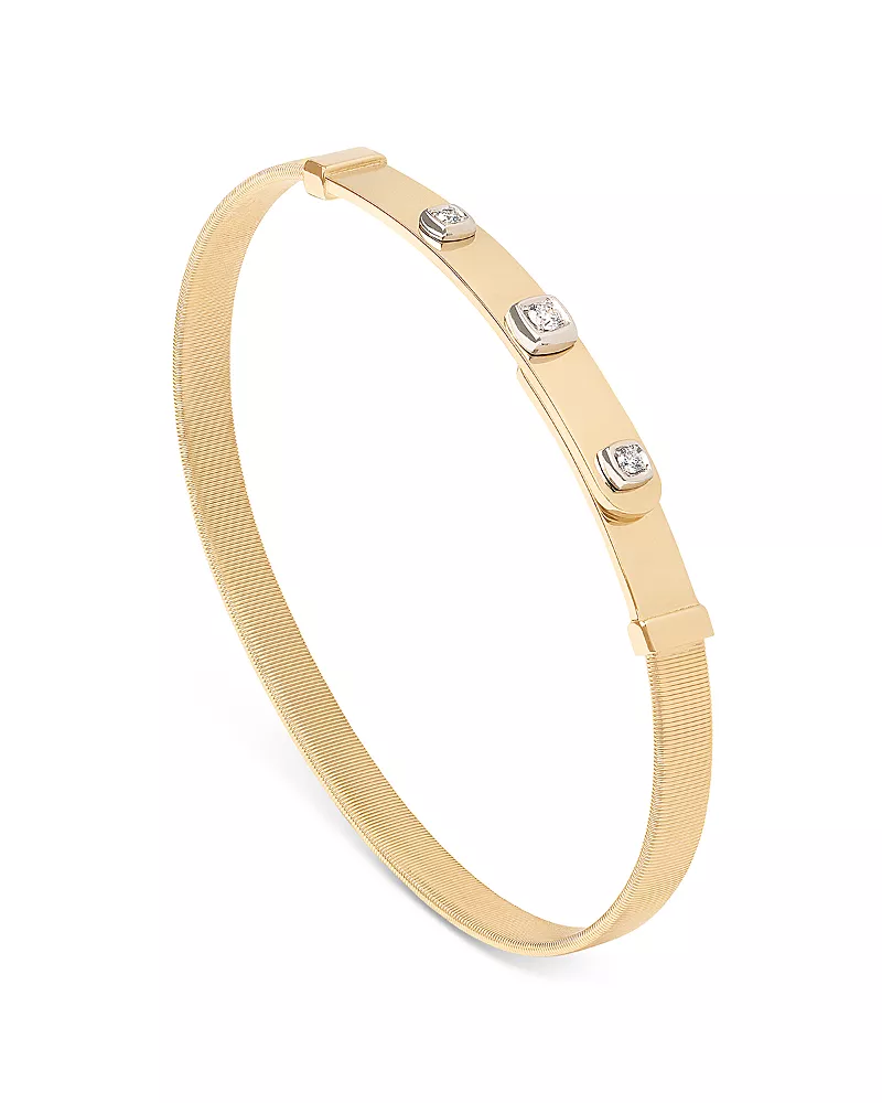 Marco Bicego 18K Yellow Gold Masai Diamond Station Coil Thin Bangle Bracelet