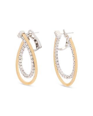 18K Yellow & White Gold Masai Diamond Pear Double Spiral Hoop Earrings