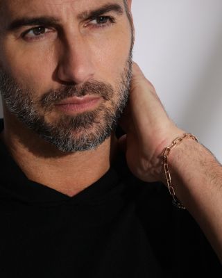 Men's 18K Black & Rose Gold Diamond Clasp Chain Link Bracelet