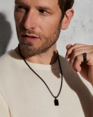 Men's 18K Black Gold & Black Diamond Faceted Hexagon Band Ring