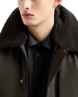 Emporio Armani Twill Jacket with Faux Fur Collar | Bloomingdale's