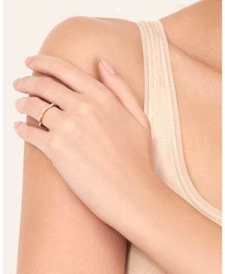 18K Yellow Gold Triplet Wide Stacking Ring with Diamonds, 0.4 tcw