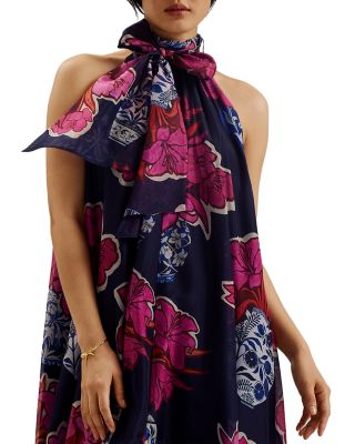 Kinosei Organza Tie Neck Halter Maxi Dress