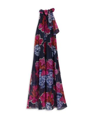 Kinosei Organza Tie Neck Halter Maxi Dress