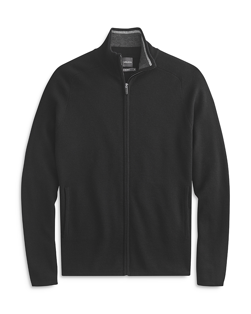 Mack Weldon Tech Zip Front Sweatshirt In True Black