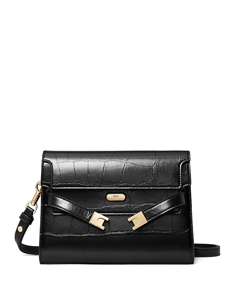 Tory Burch Lee Radziwill Croc Embossed Shoulder Bag