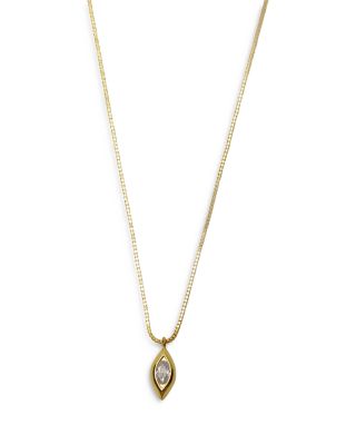 Argento Vivo - Cubic Zirconia Vertical Marquise Pendant Necklace in 18K Gold Plated Sterling Silver, 16"-18"