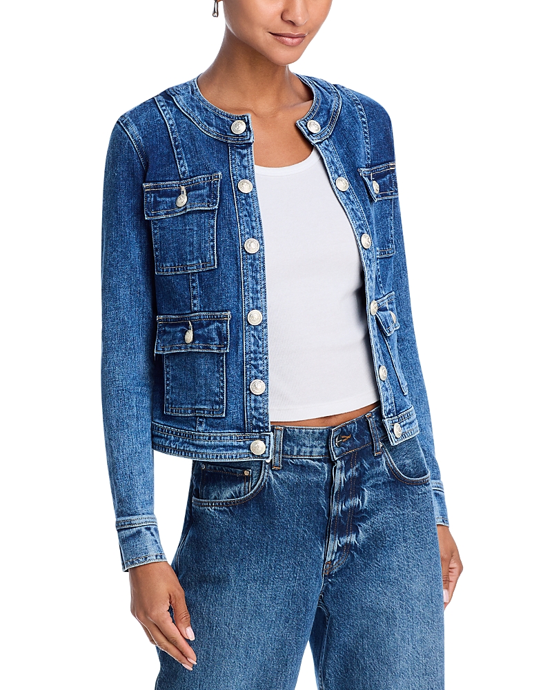 L'agence Yari Faded Collarless Denim Jacket In Rhodes