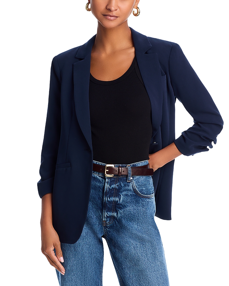 Cinq À Sept Cinq A Sept Khloe Ruched-cuff Blazer In Blue