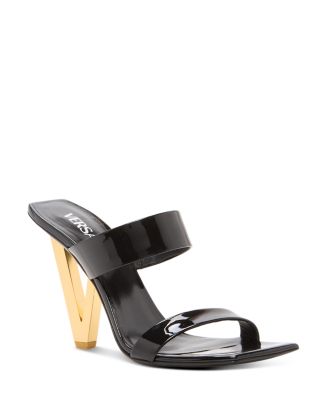 VERSACE リホンティテルヒルサンタル 10130171A00619 1PG4V Versace Women's Leather High Heel Sandals | Bloomingdale's