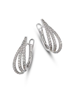 Bloomingdale's Fine Collection - Diamond Pav&eacute; Cut Geometric Spiral Hoop Earrings in 14K White Gold, 1.75 tcw