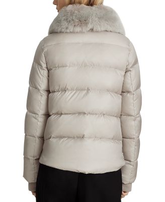 Vera Shearling Trim Down Coat 