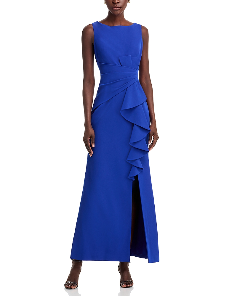Eliza J Sleeveless Cascading-Ruffle Gown