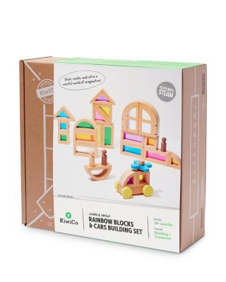 Rainbow Blocks and Cars Building Set - Ages 18 months+