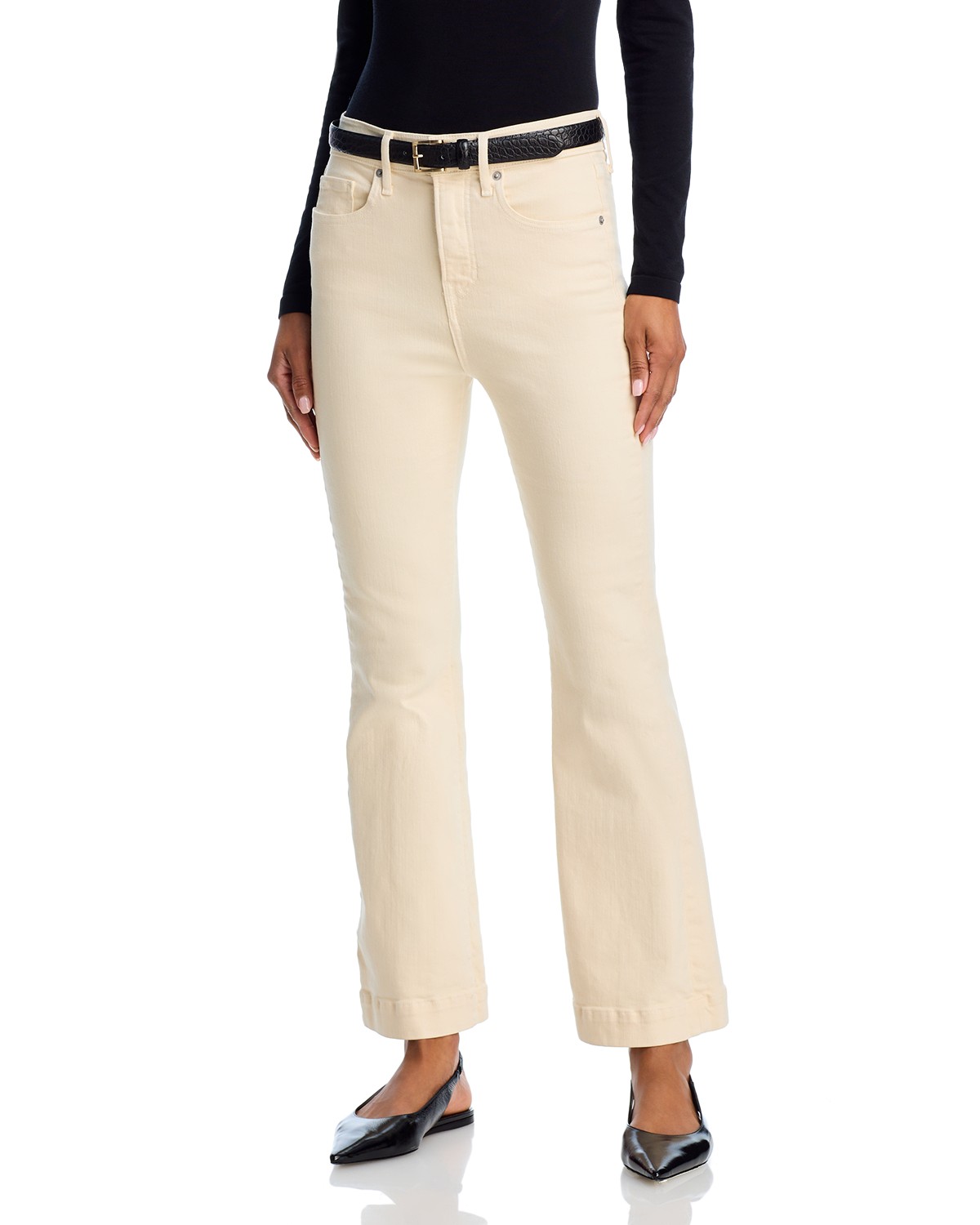 Veronica Beard Carson High Rise Ankle Flare Jeans in Ecru