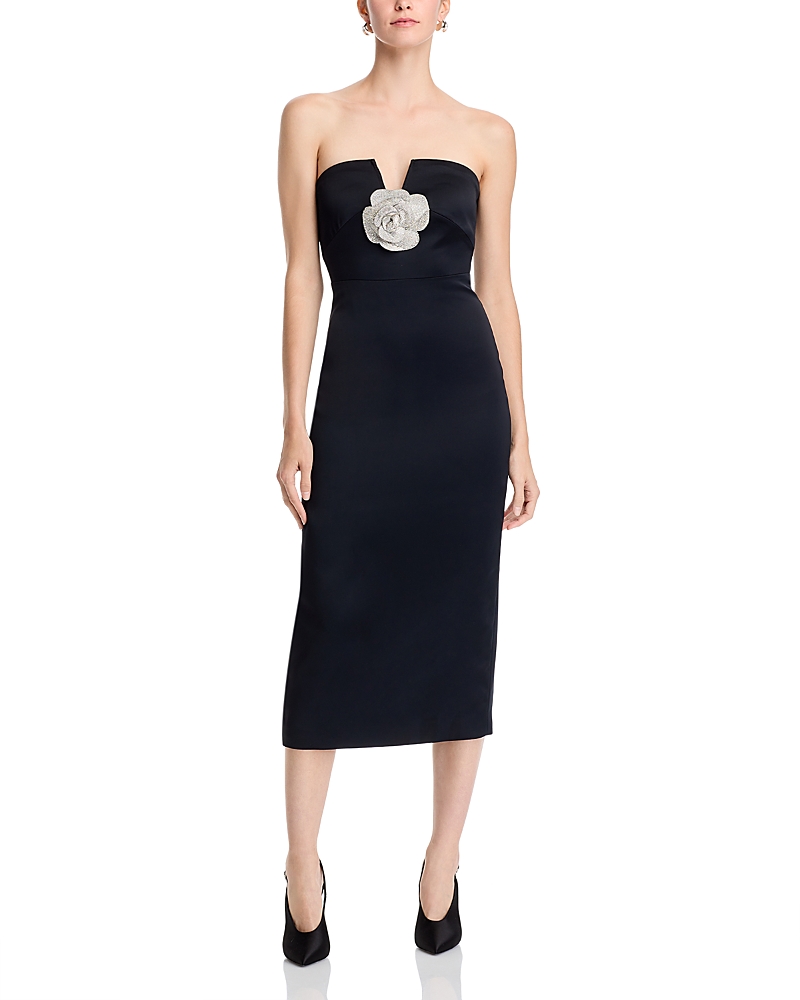 Shop Ramy Brook Denisa Rosette Midi Dress In Black