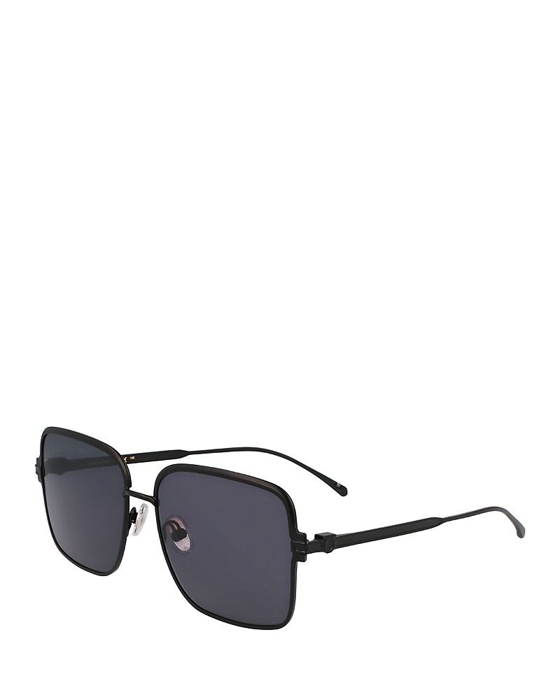 Ferragamo Gancini Square Sunglasses, 57mm In Matte Black