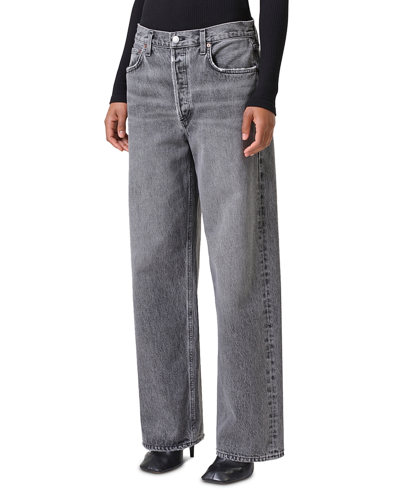 Agolde Grey Jeans With Low Waist And Wide Leg