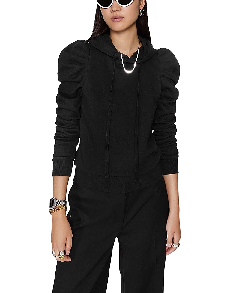 Rebecca Minkoff Janine Puff Shoulder Hoodie In True Black