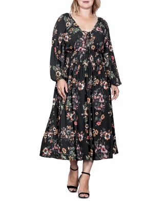 standards & practices Plus Size Lace Up Double V Neck Dress