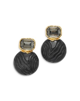 Alexis Bittar - Madera Crystal & Jet Disc Drop Earrings in 14K Gold Plated