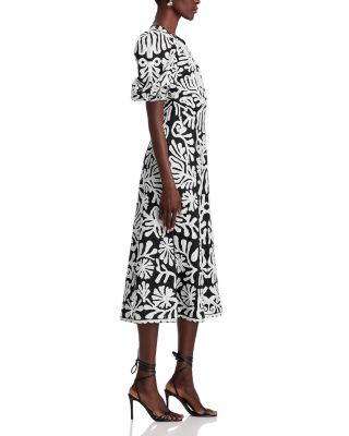 Agathe  Appliqu&eacute;d Puff Sleeve Dress