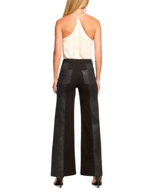Coated Vinnie Wide Leg Jeans in Black 