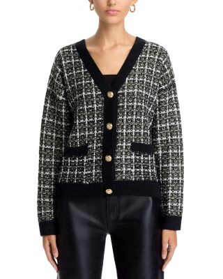 Tweed V Neck Cardigan Sweater - Exclusive