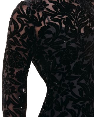 Embellished Floral Velvet Dress