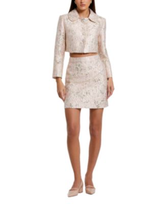 Pearl Button Brocade Cropped Jacket
