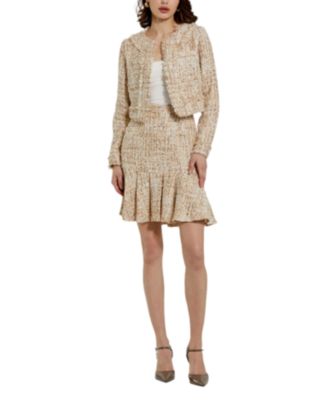 Long Sleeve Cropped Boucle Jacket