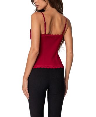 Crimson Lacey Split Front Top