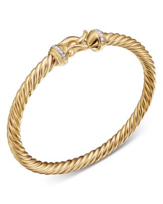 Buckle Cablespira&reg; Bracelet in 18K Yellow Gold with Diamonds, 5mm