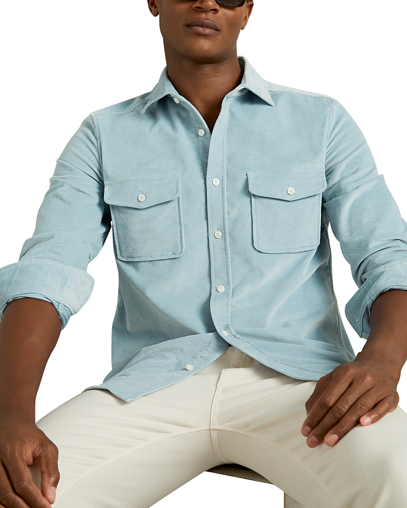 Reiss Soft Blue Tucci Cotton-blend Corduroy Overshirt In Soft Blue