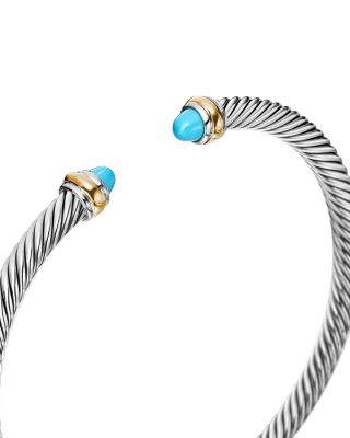 Cable Classic Bracelet with Gemstones, 18K Yellow Gold & Sterling Silver, 4mm