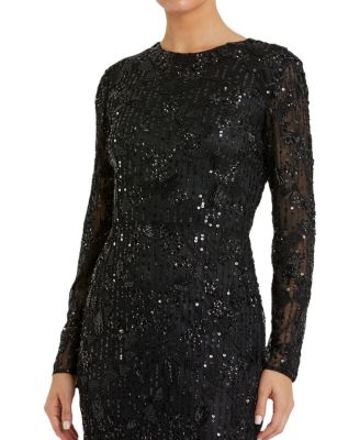 High Neck Long Sleeve Embellished Dress