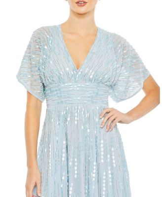 Embellished V Neck Evening Gown