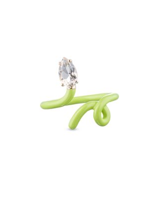 Bea Bongiasca - Lime Green Enamel Crystal Baby Vine Ring